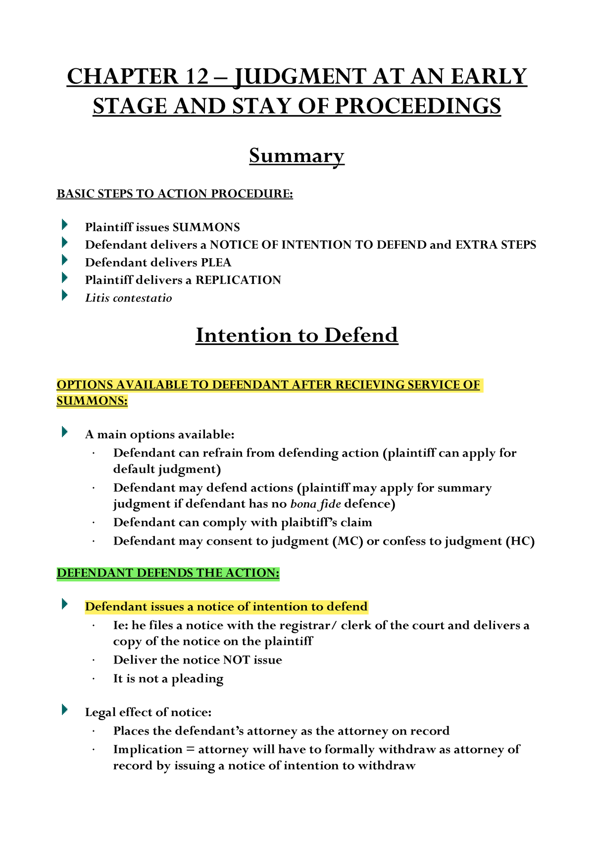 Civil Procedure Chapter 12-14 - CHAPTER 12 – JUDGMENT AT AN EARLY STAGE ...