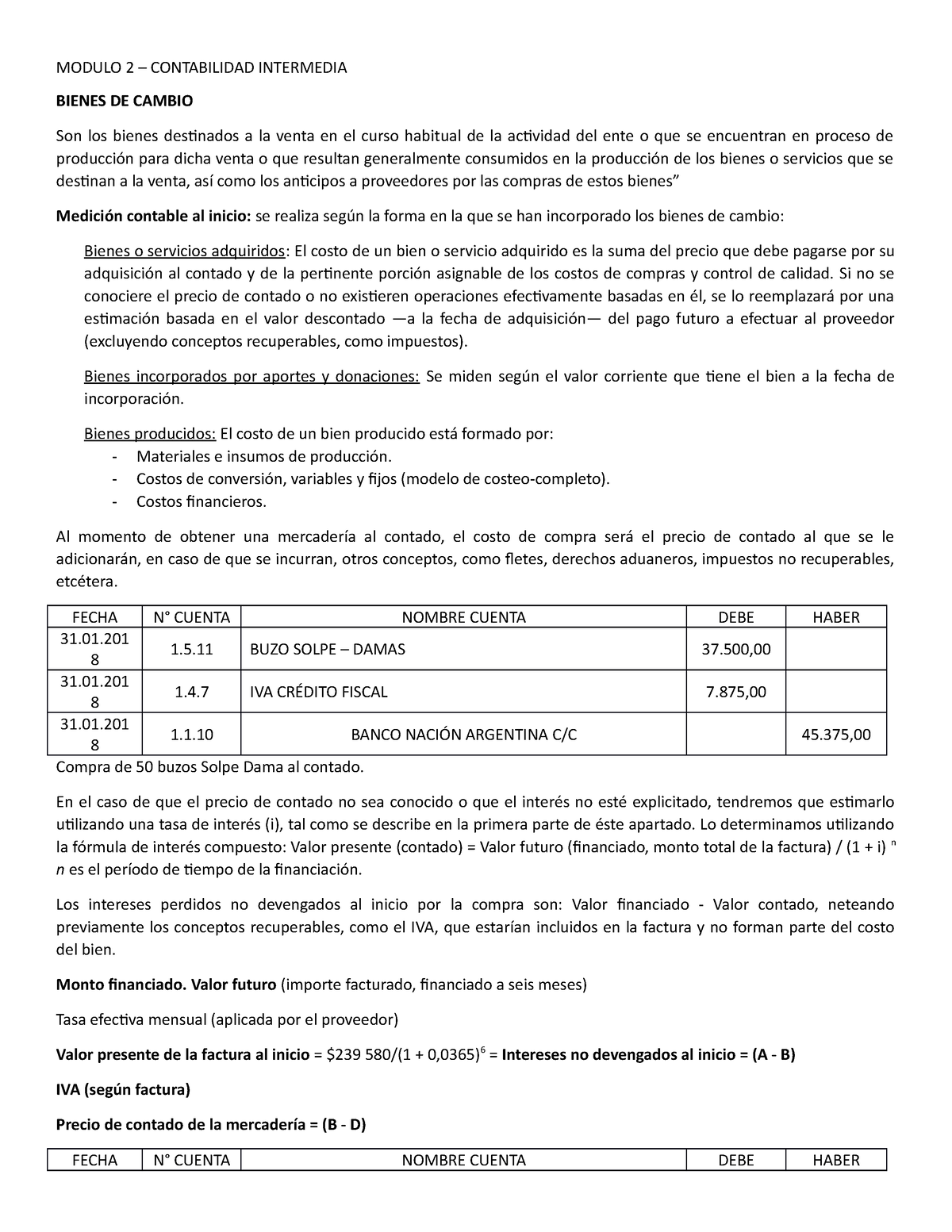 Resumen Modulo 2 Contabilidad Intermedia Modulo 2 Contabilidad Intermedia Bienes De Cambio 0907