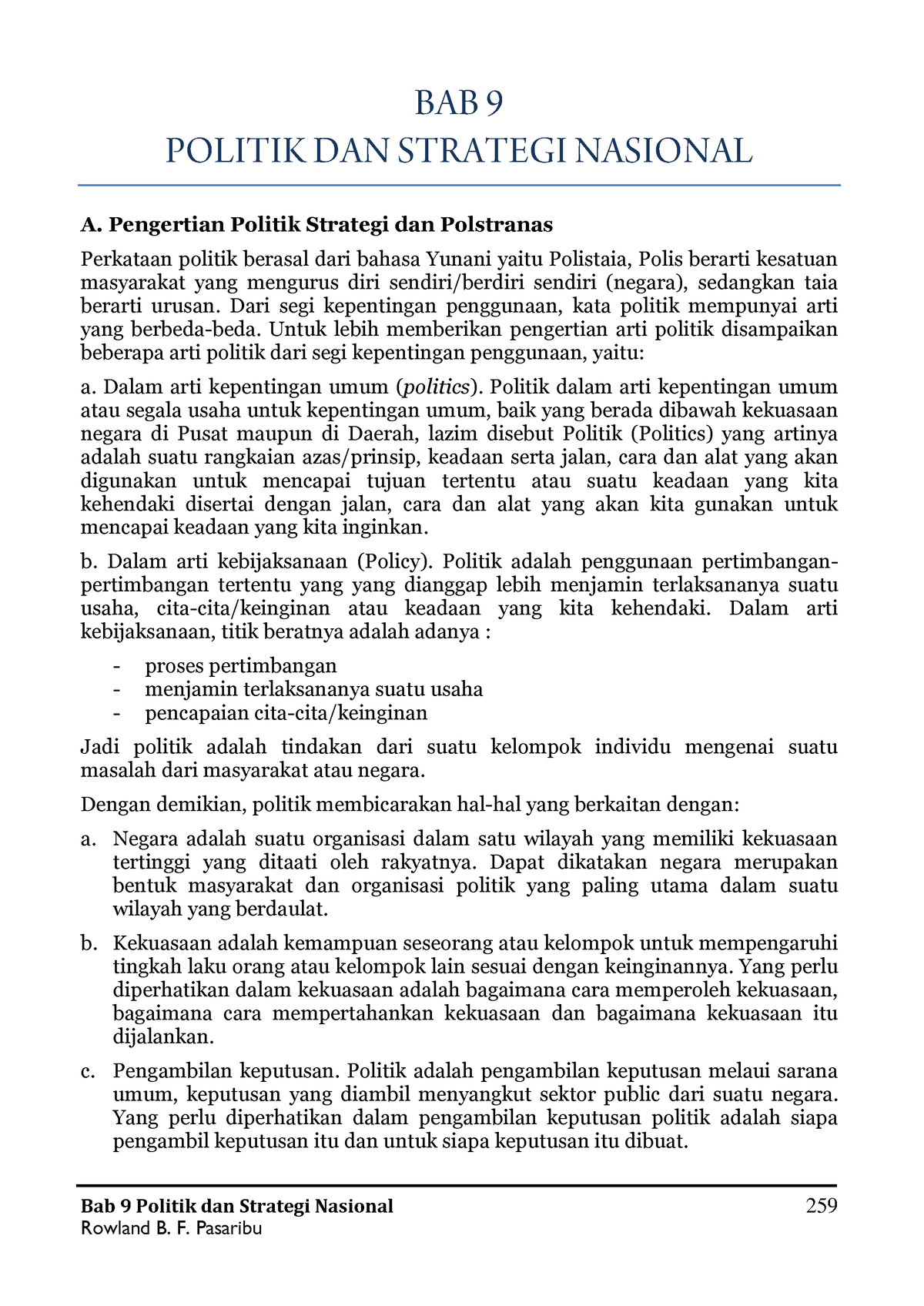 Bab 09 Politik Dan Strategi Nasional - Bab 9 Politik Dan Strategi ...