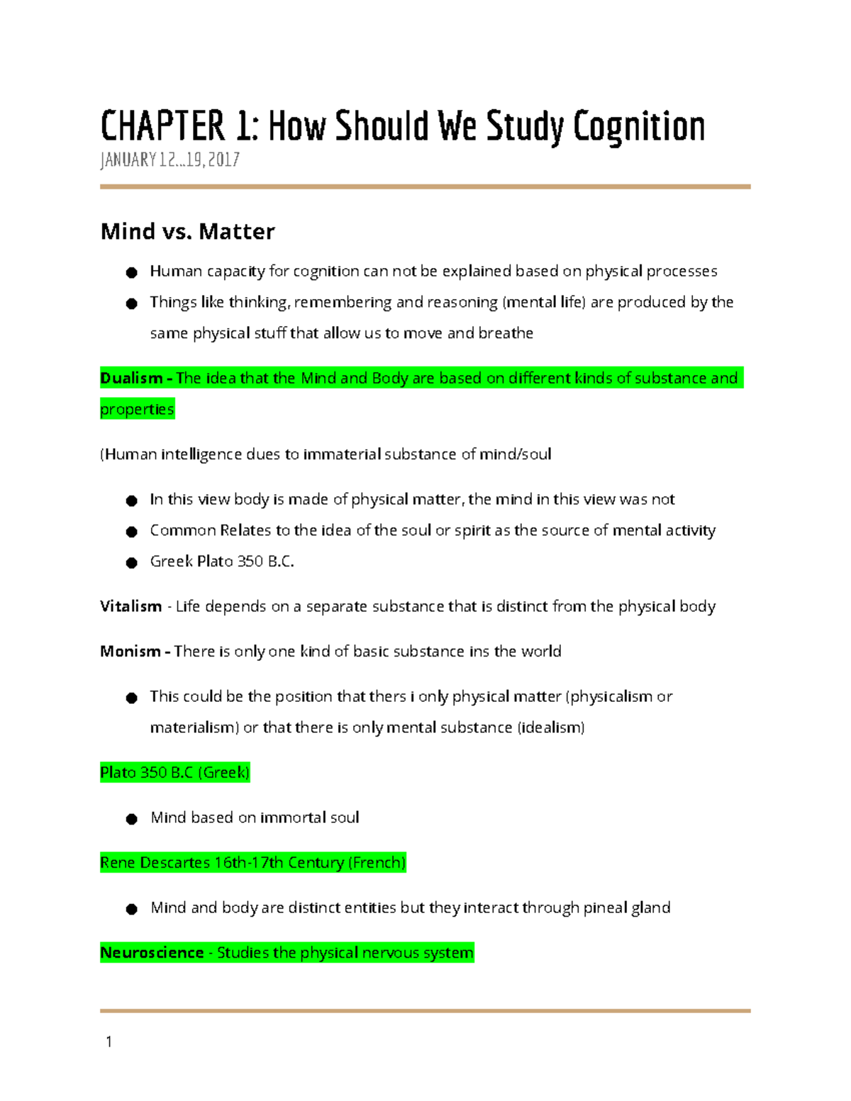 Chapter 1 How Should We Study Cognition - CHAPTER 1: How Should We ...