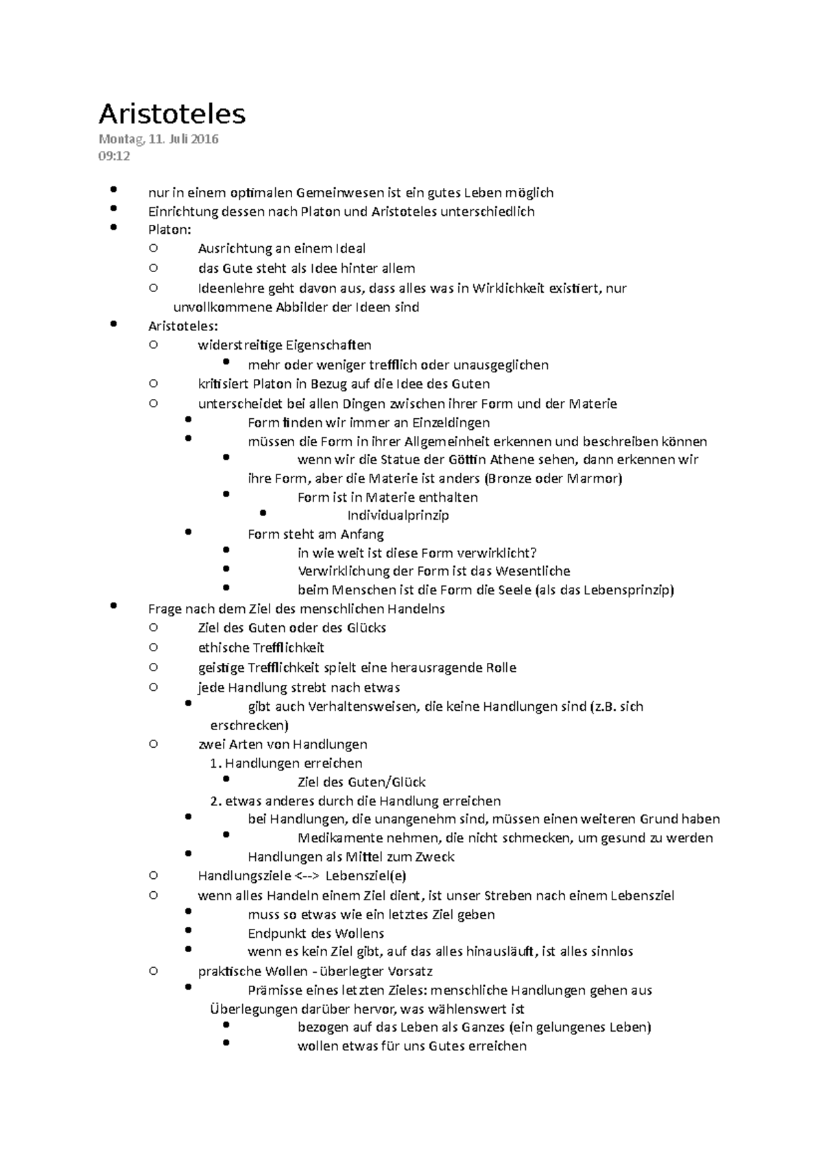 7 - 7. Vorlesung - Aristoteles Montag, 11. Juli 2016 09:12 Nur In Einem ...