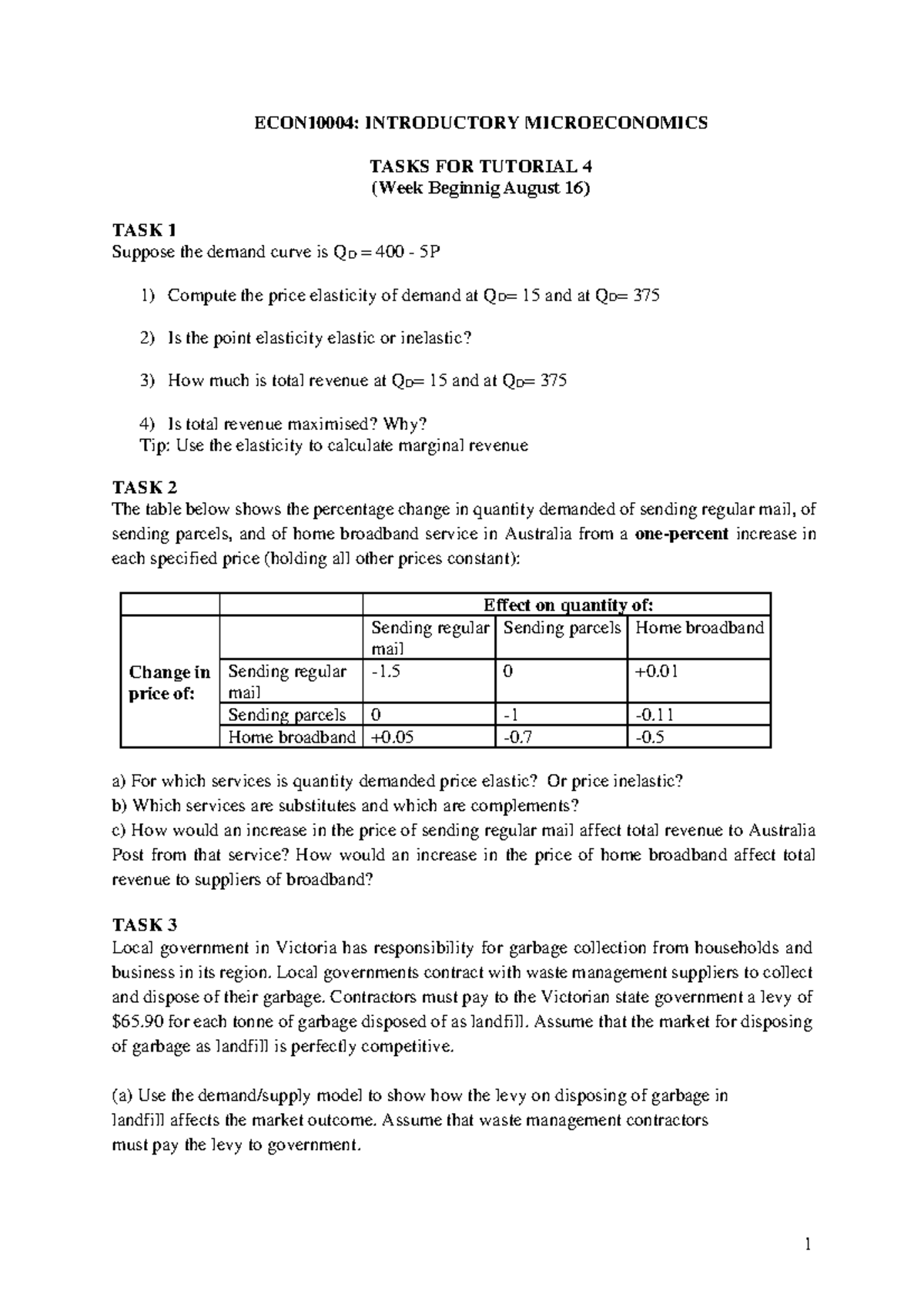 Week 2 In-Tutorial Tasks 2021 S2 - 1 ECON10004: INTRODUCTORY ...