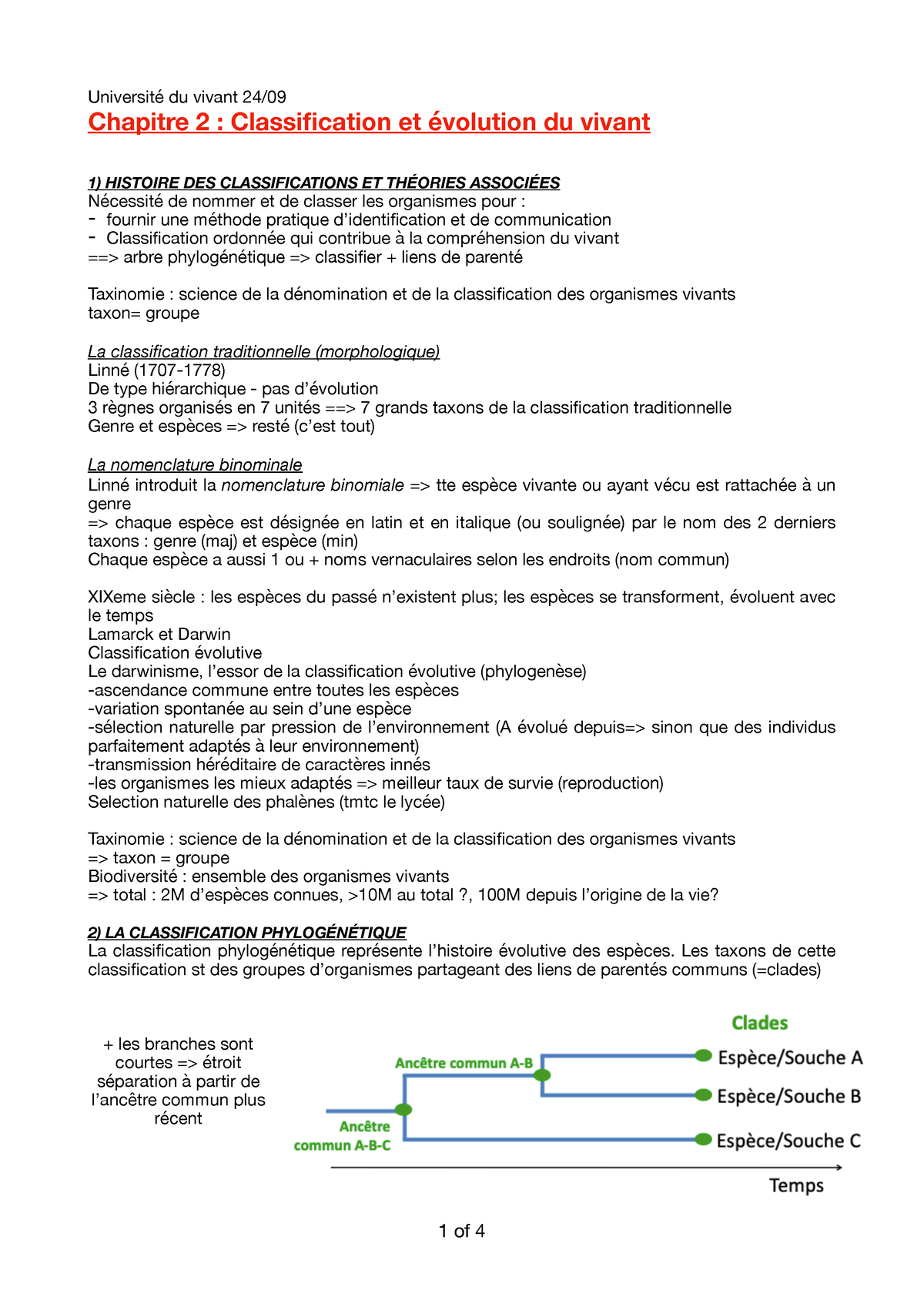 Chapitre 2 : Classification Du Vivant - Université Du Vivant 24 ...