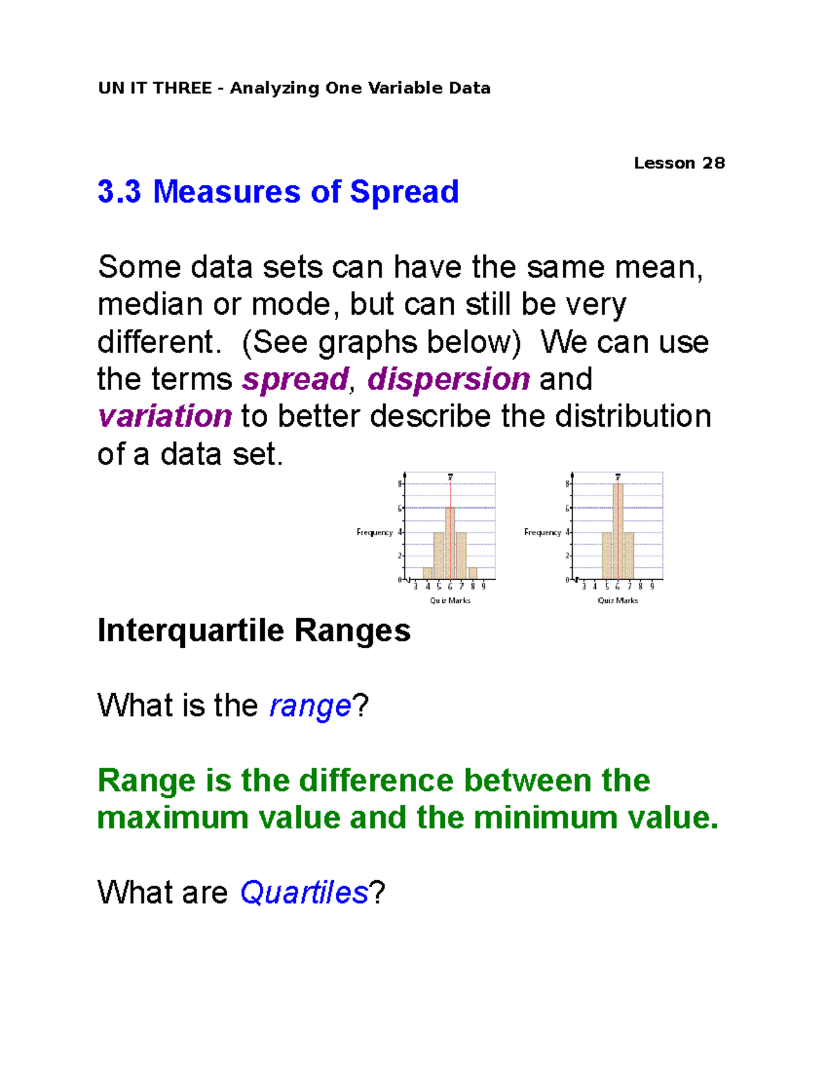 lesson 3 homework practice measures of spread answer key