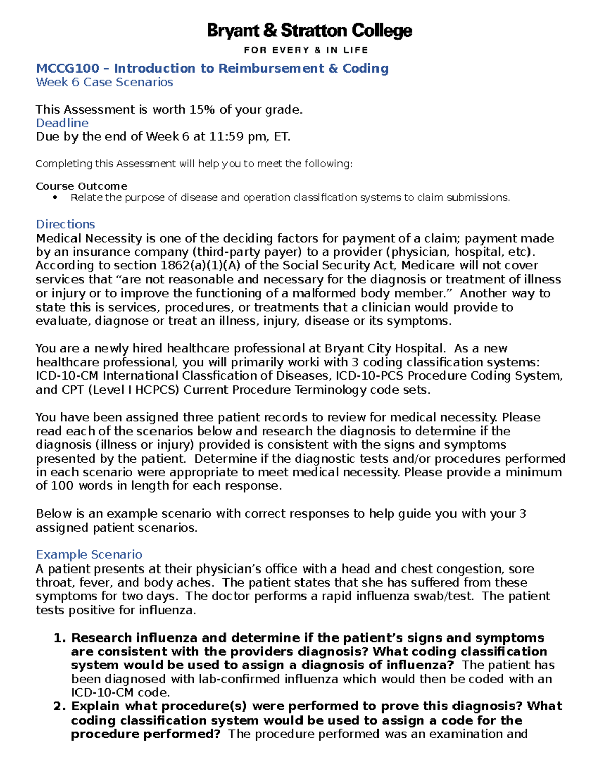 MCCG100 - Case Scenarios - MCCG100 – Introduction To Reimbursement ...