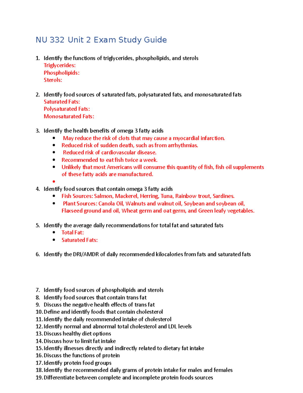 NU 332 Unit 2 Exam Study Guide - NU 332 Unit 2 Exam Study Guide 1 ...
