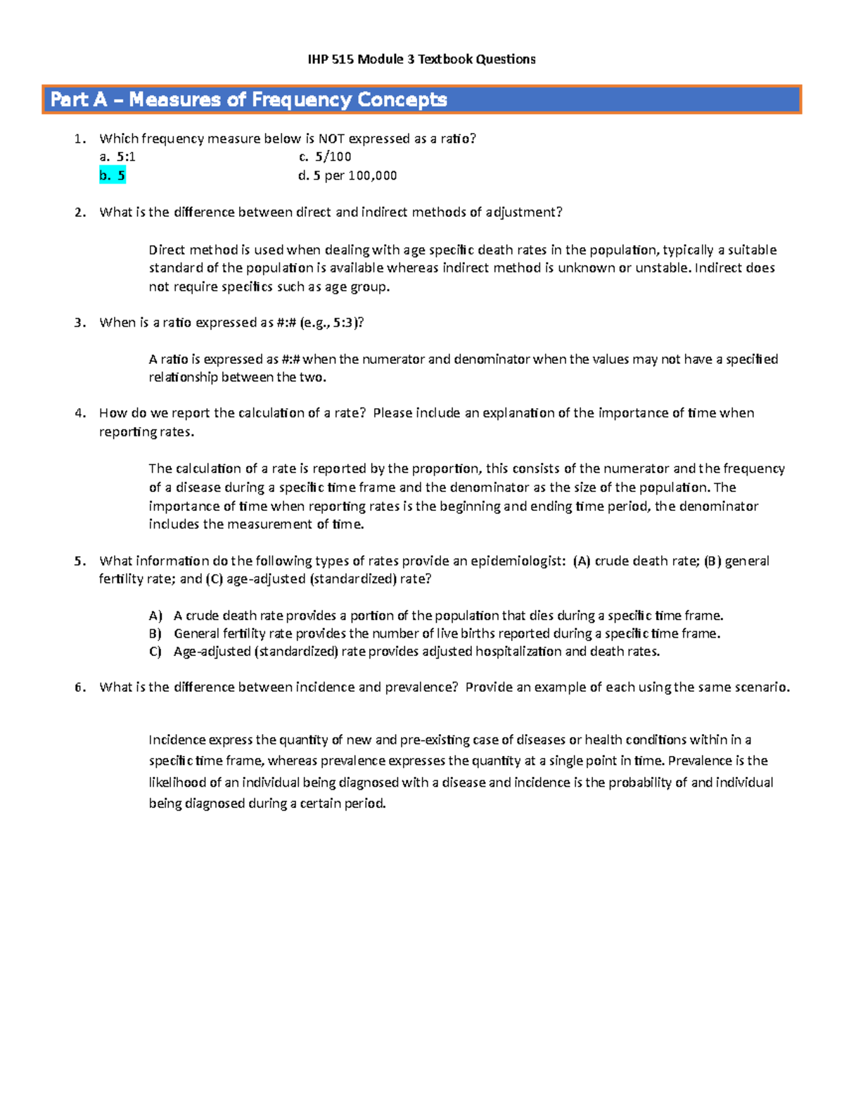 IHP 515 Module 3 Textbook Questions IHP 515 Module 3 Textbook