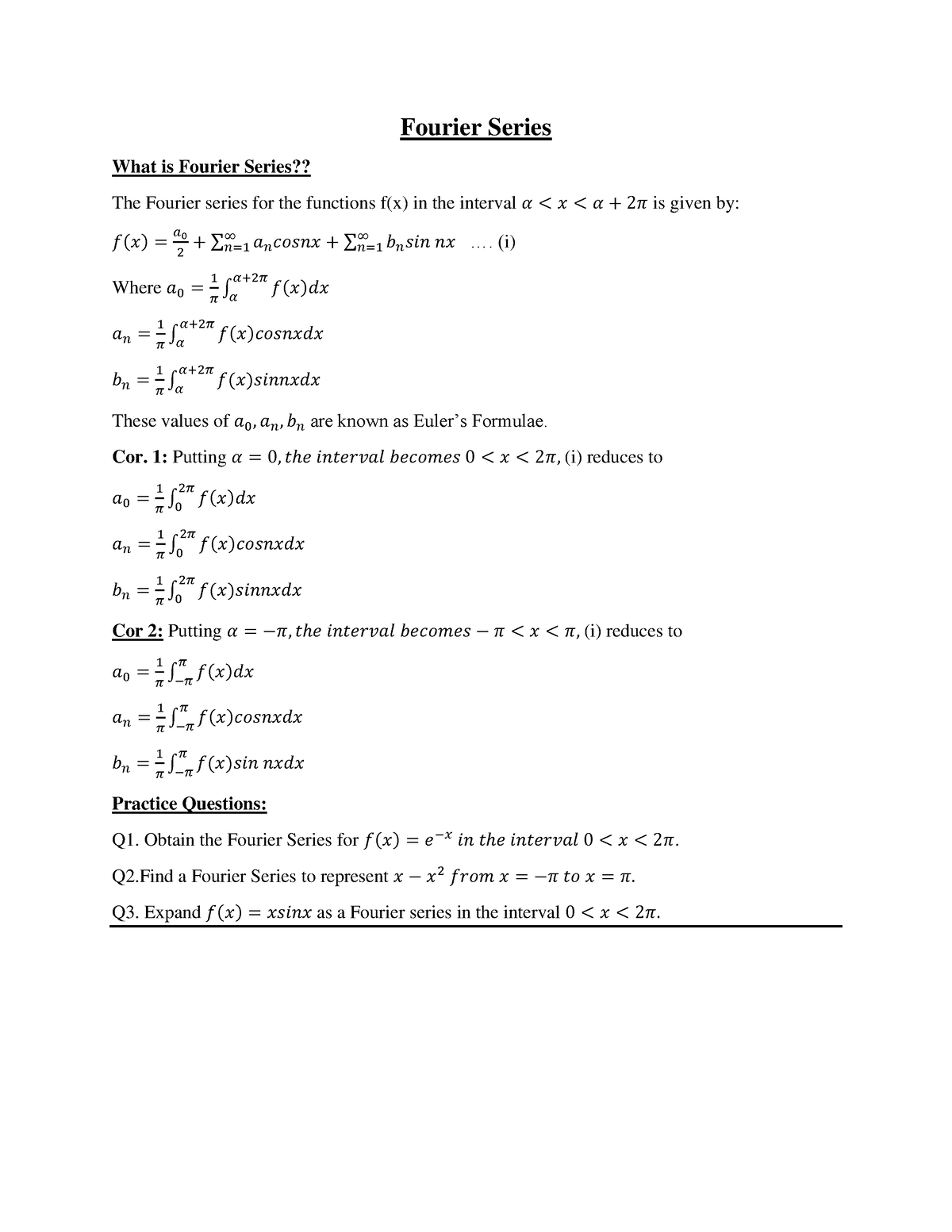 Lecture 1 29 - Good Notes - Fourier Series What Is Fourier Series?? The ...