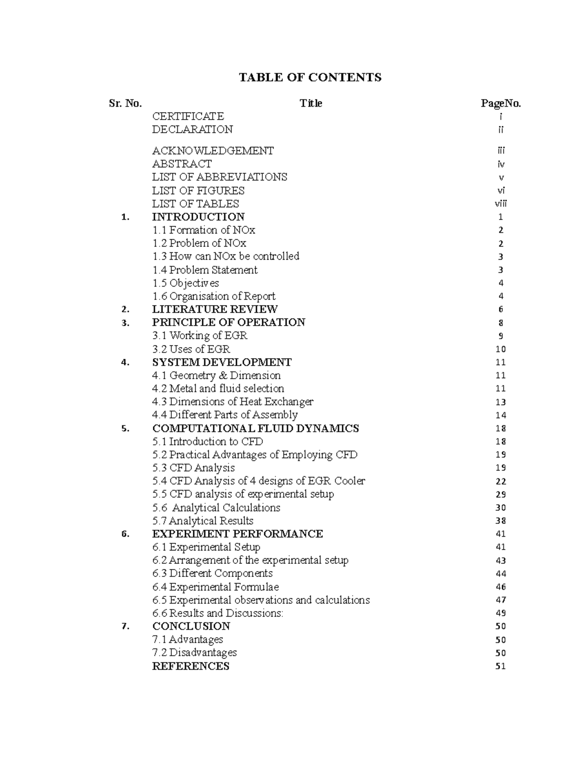 Shell And Tube Heat Exchanger - Table Of Contents Sr. No. Title Pageno 