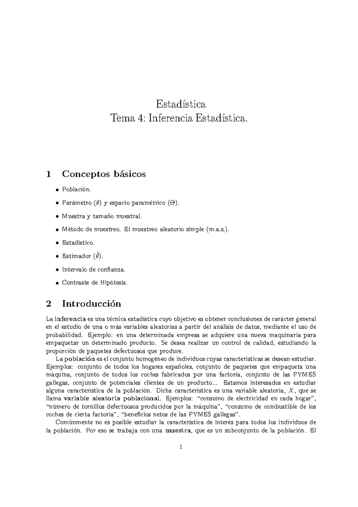 4 Guion Inferencia - Estad ́ıstica Tema 4: Inferencia Estad ́ıstica ...