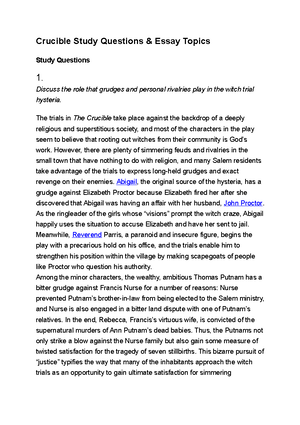 Sample Essay Papers English Language Essay Topics also Computer Science Essay Summary The Crucible Aug Studocu Essay With Thesis Statement