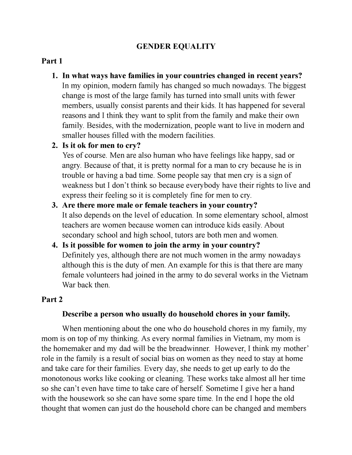 ielts essay topic on equality