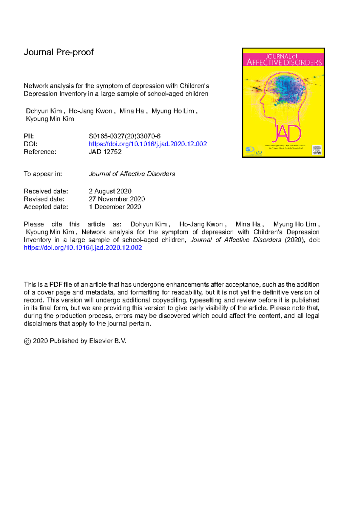 CDI - MANUAL CDI - Journal Pre-proof Network analysis for the symptom ...