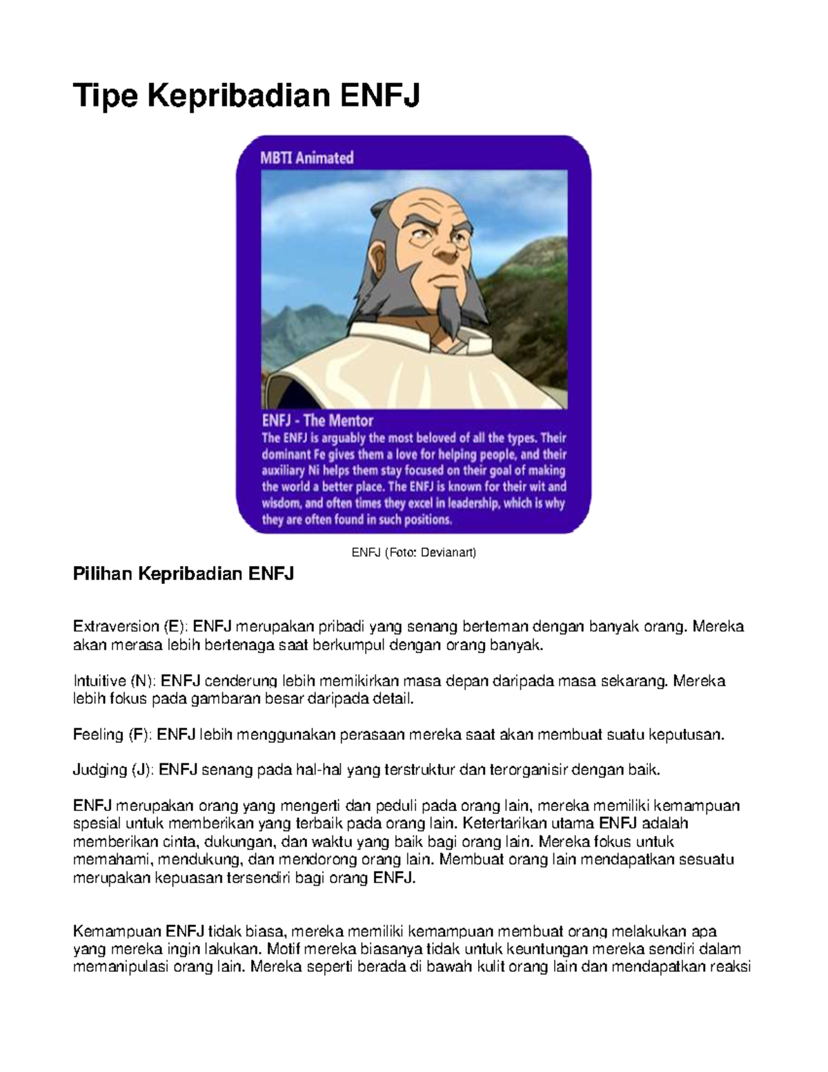 O - Hasil dari ENFJ - Tipe Kepribadian ENFJ ENFJ (Foto: Devianart ...