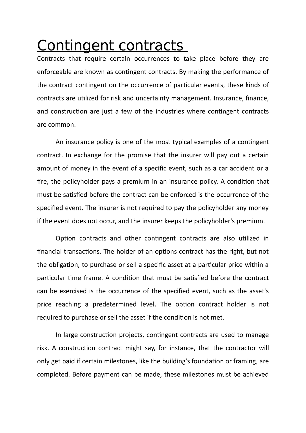 contingent contract assignment pdf