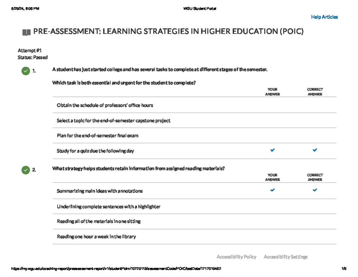 WGU Learning Strategies In Higher Education Pre-Assessment - - Studocu