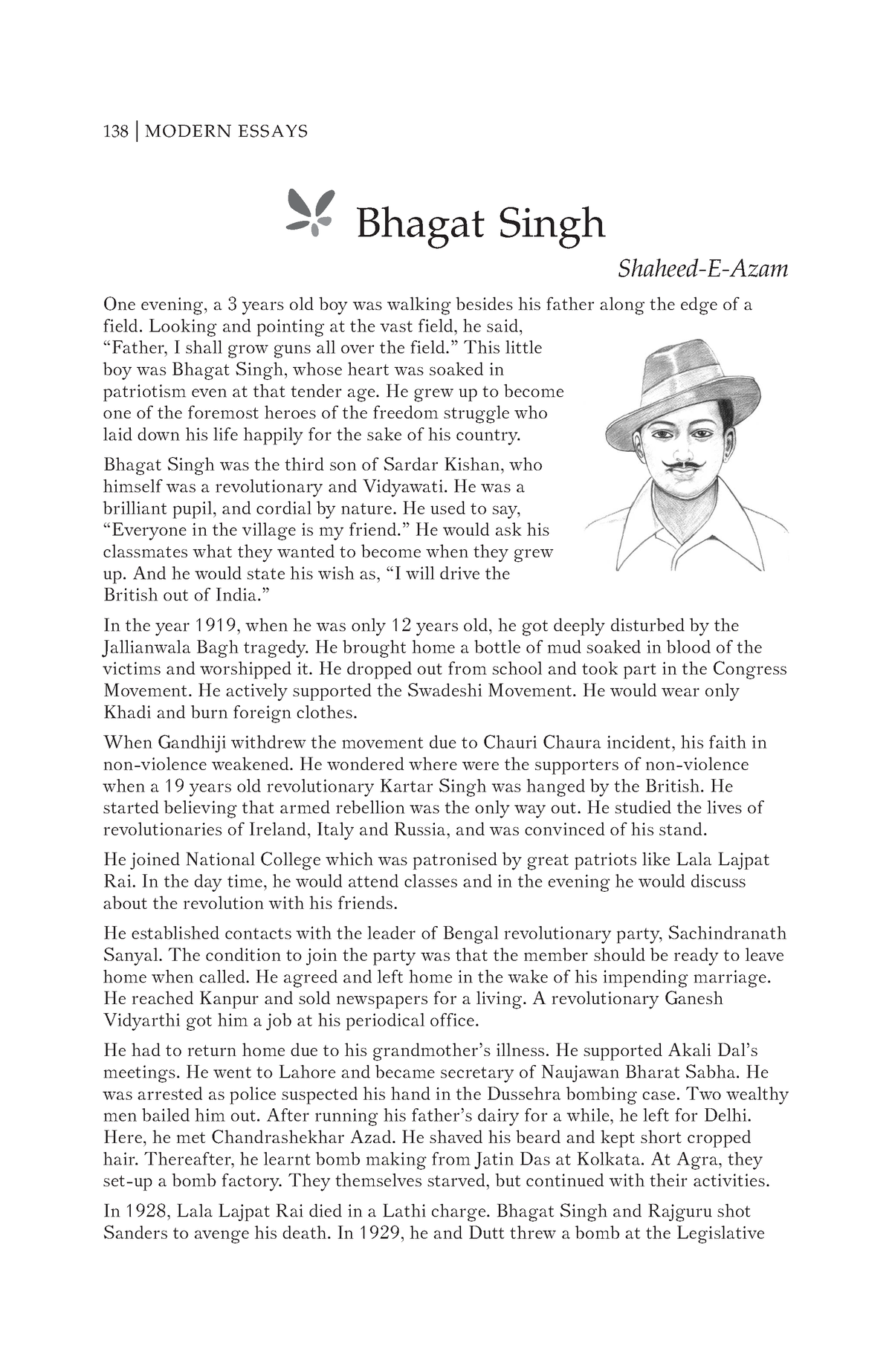 essay of 300 words on bhagat singh