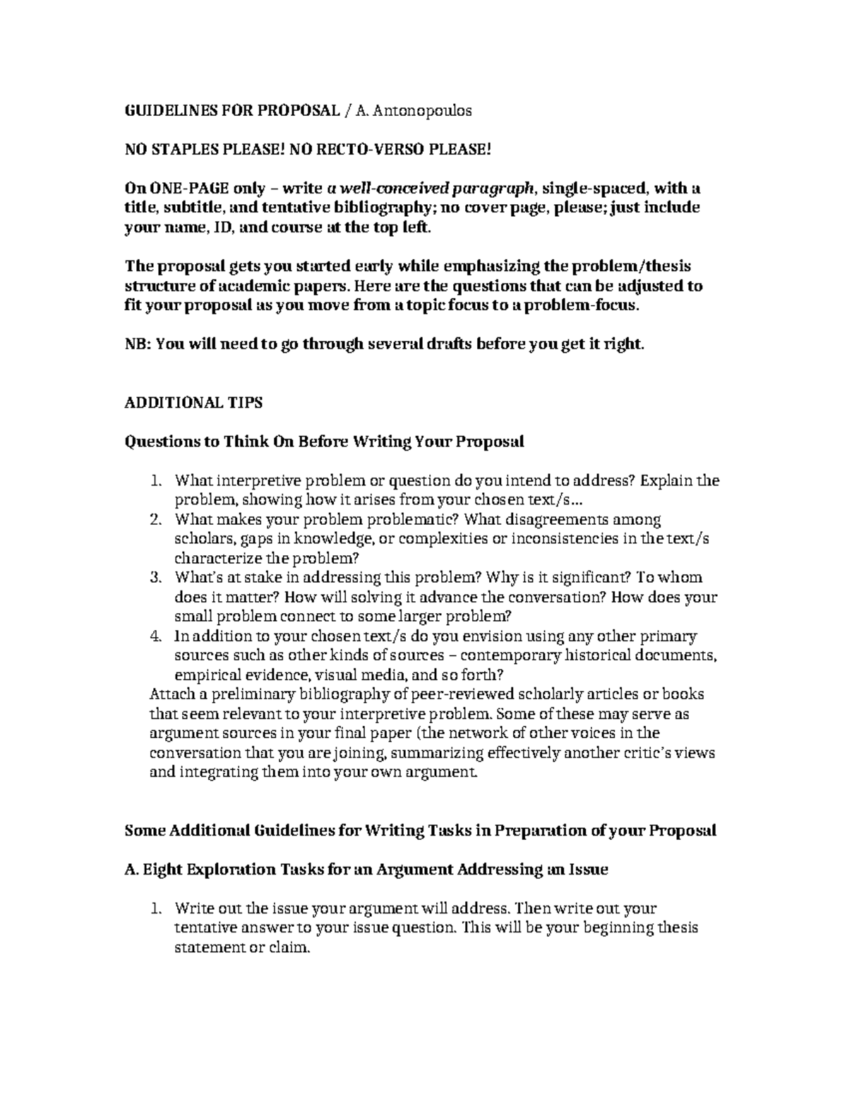 Guidelines FOR Proposal - GUIDELINES FOR PROPOSAL / A. Antonopoulos NO ...