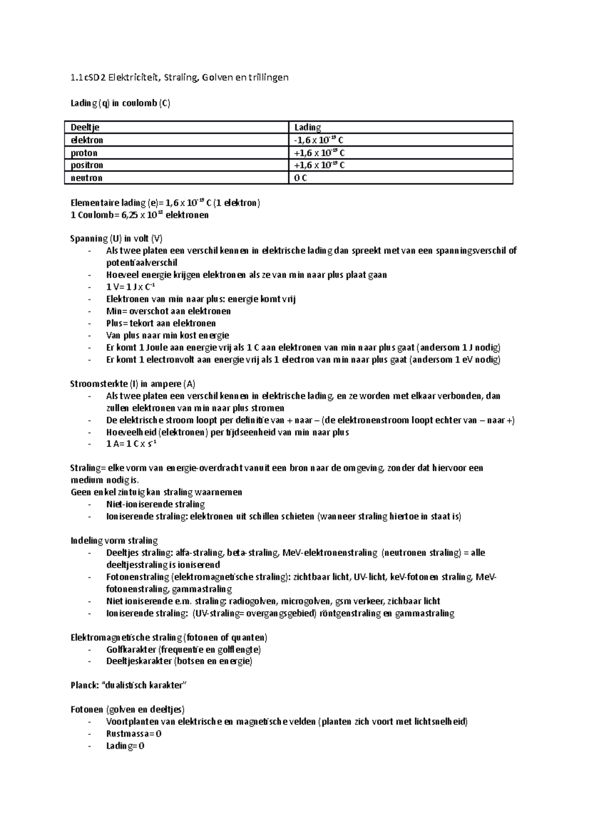 Colleges Sd Elektriciteit Straling Golven En Trillingen Lading Q