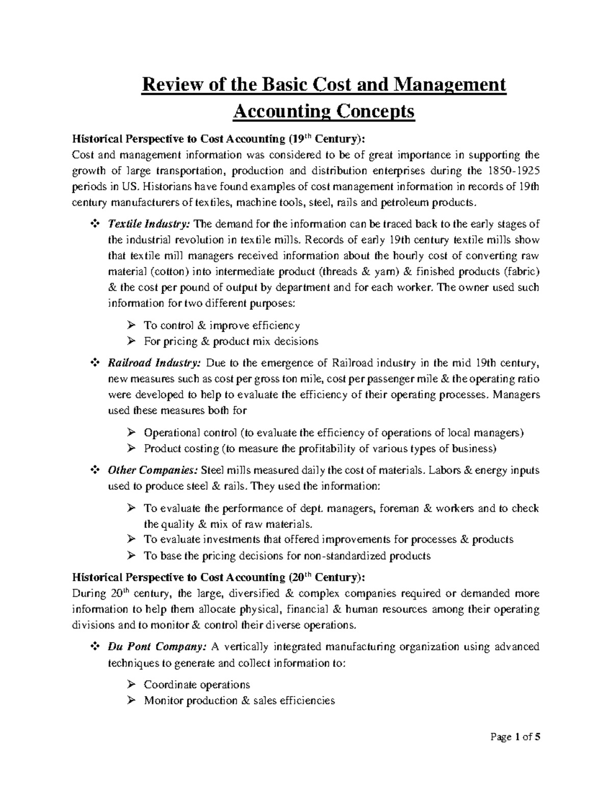 Review - Good - Review of the Basic Cost and Management Accounting ...