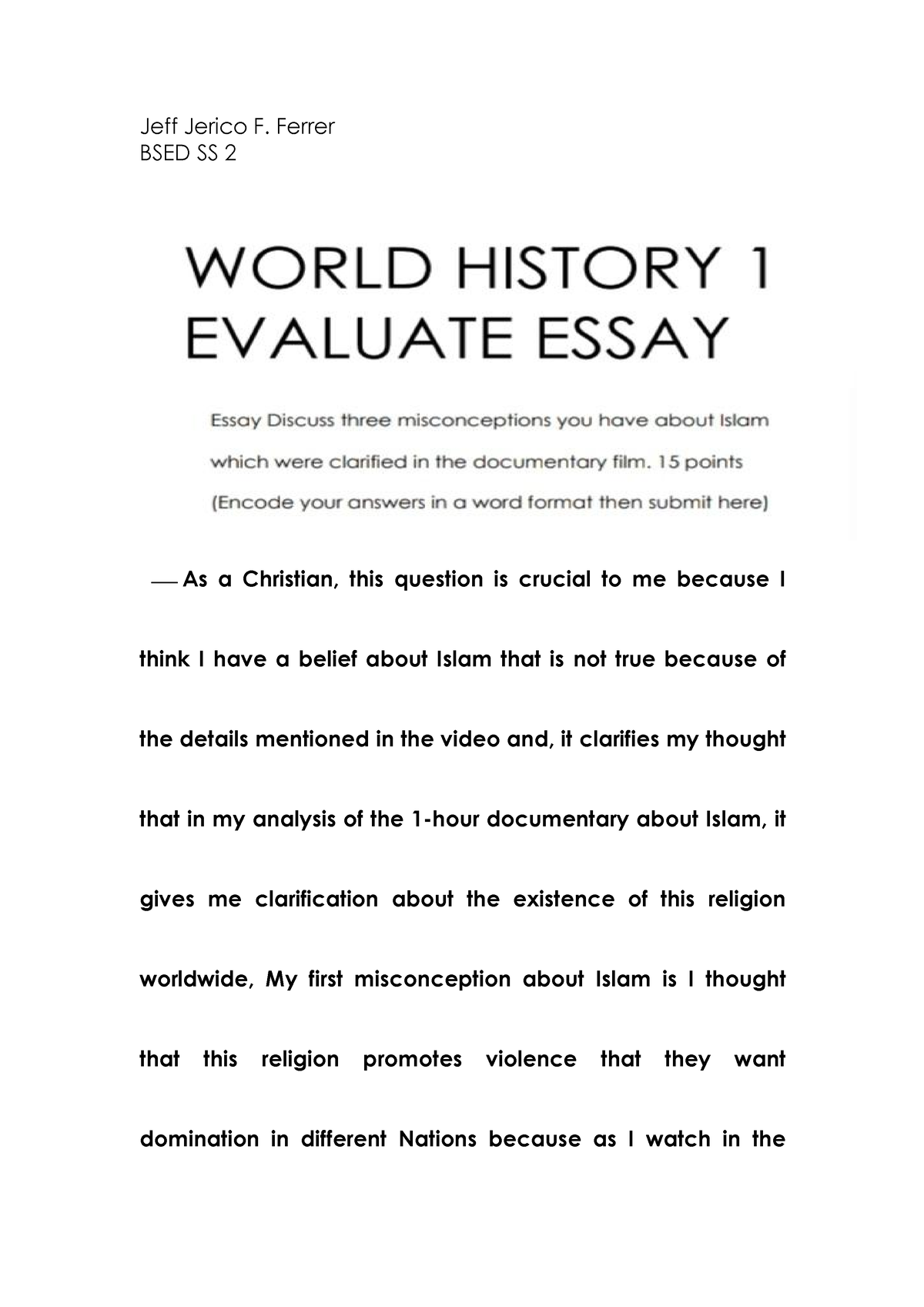 history essay exemplar