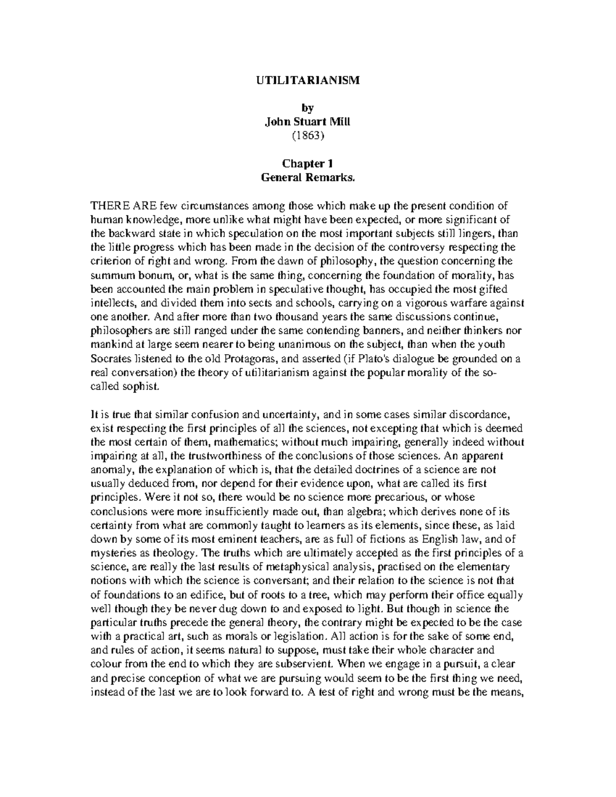 TEXT+-+2 - virtue ethics - UTILITARIANISM by John Stuart Mill (1863 ...