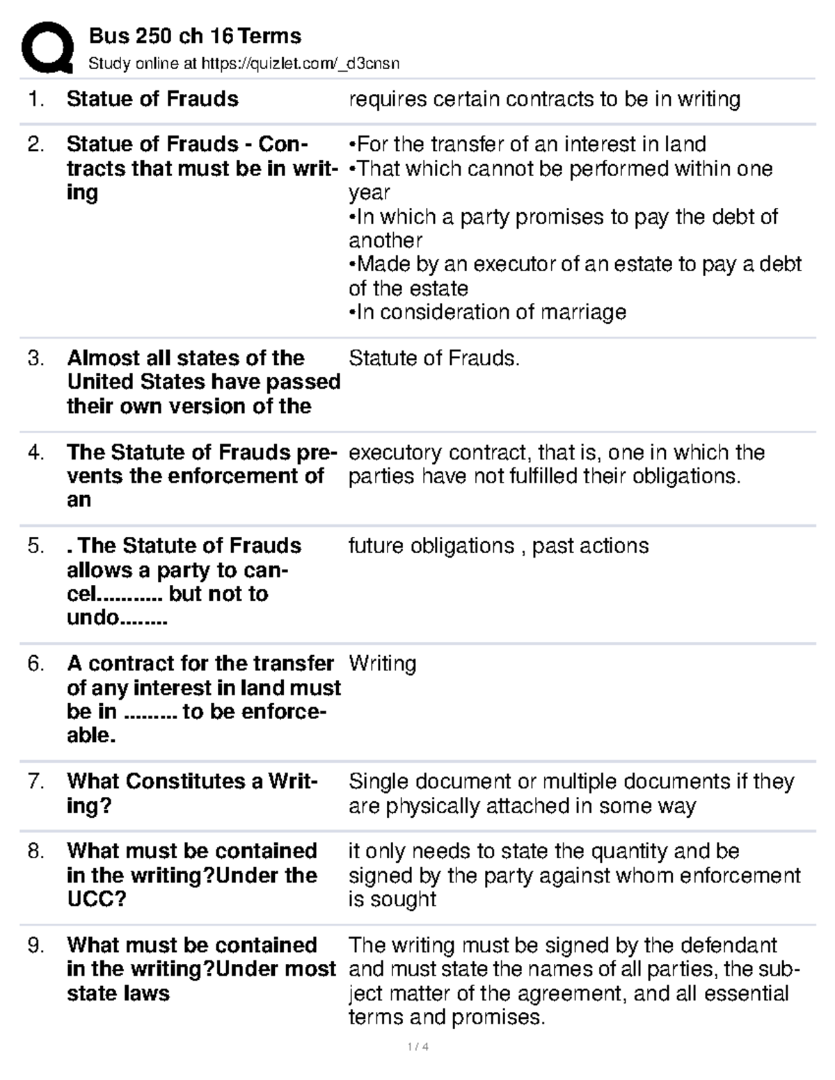 BUS 250 exam 2 Review Study online at quizlet/_d3cnsn Statue of