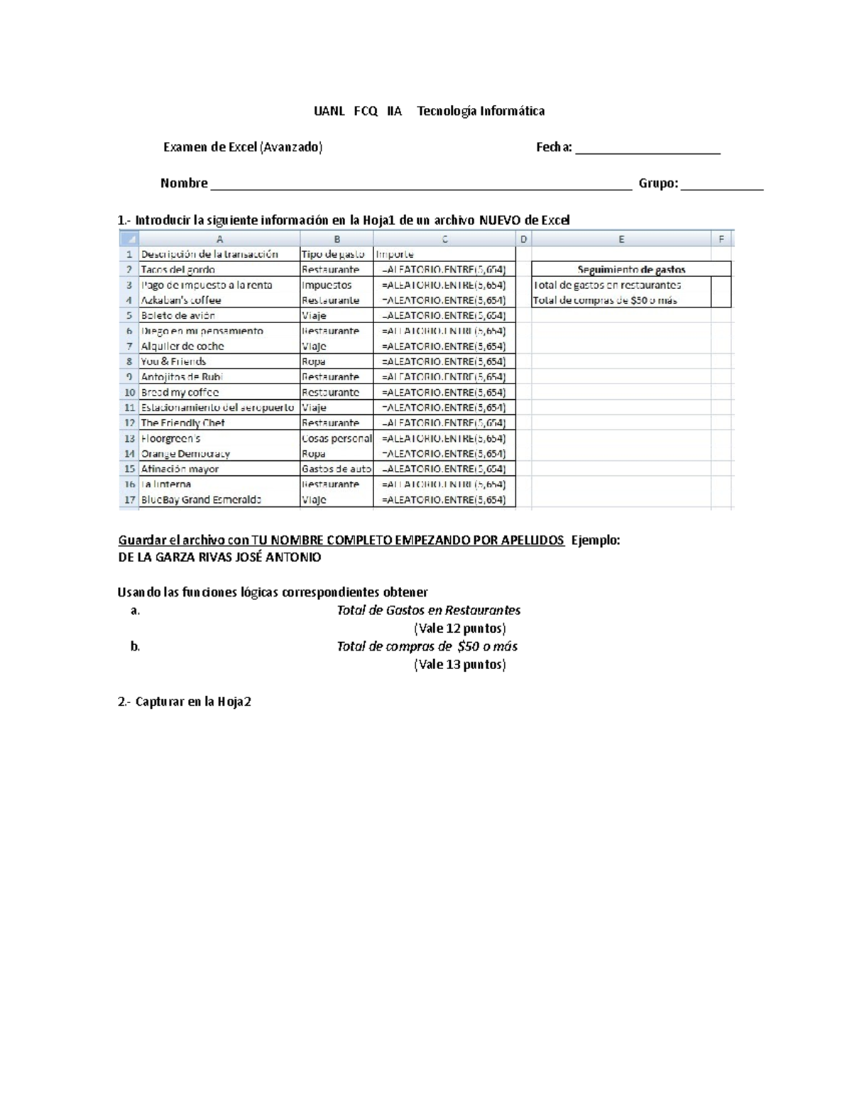 Examen De Excel Avanzado Pdf Point And Click Euro