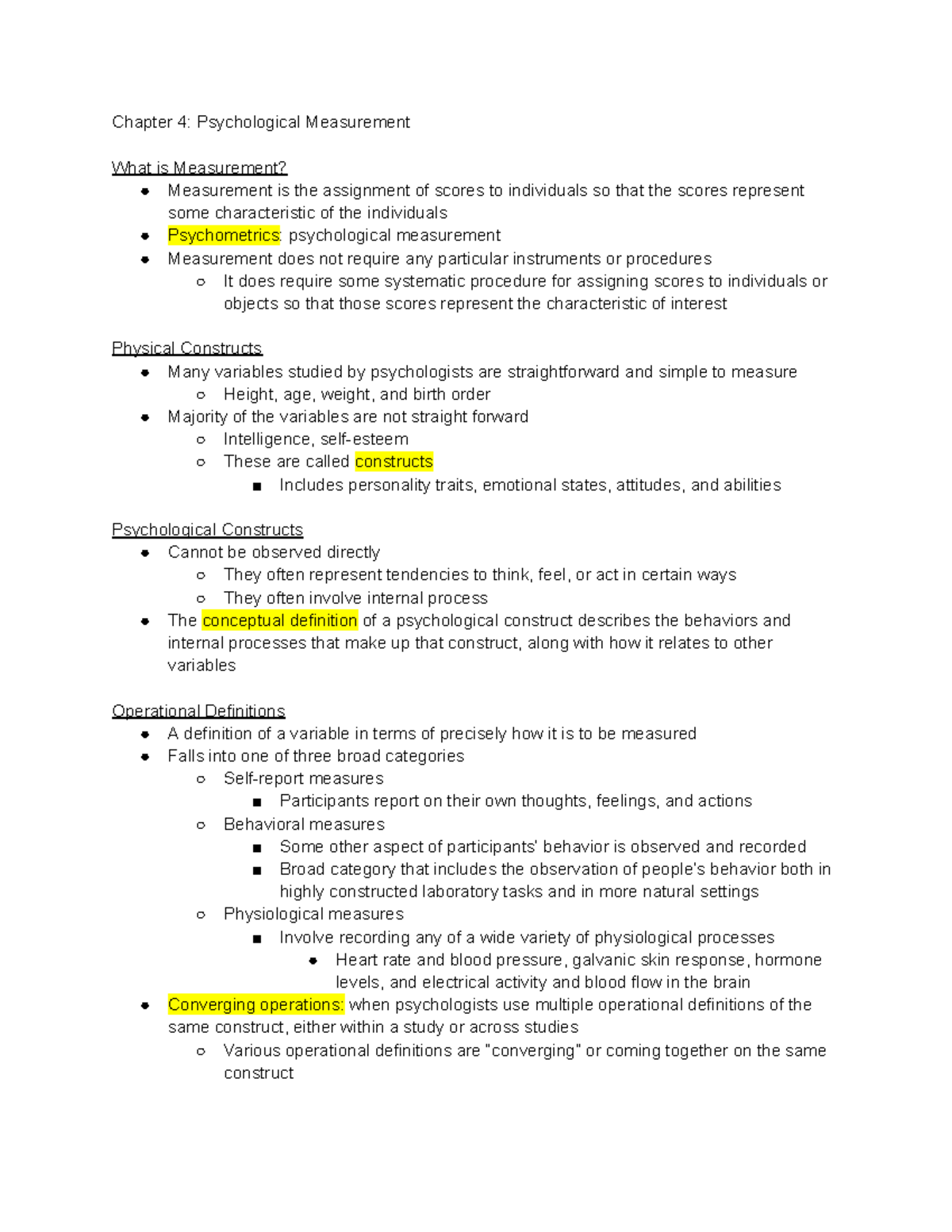 Chapter 4: Psychological Measurement - Chapter 4: Psychological ...