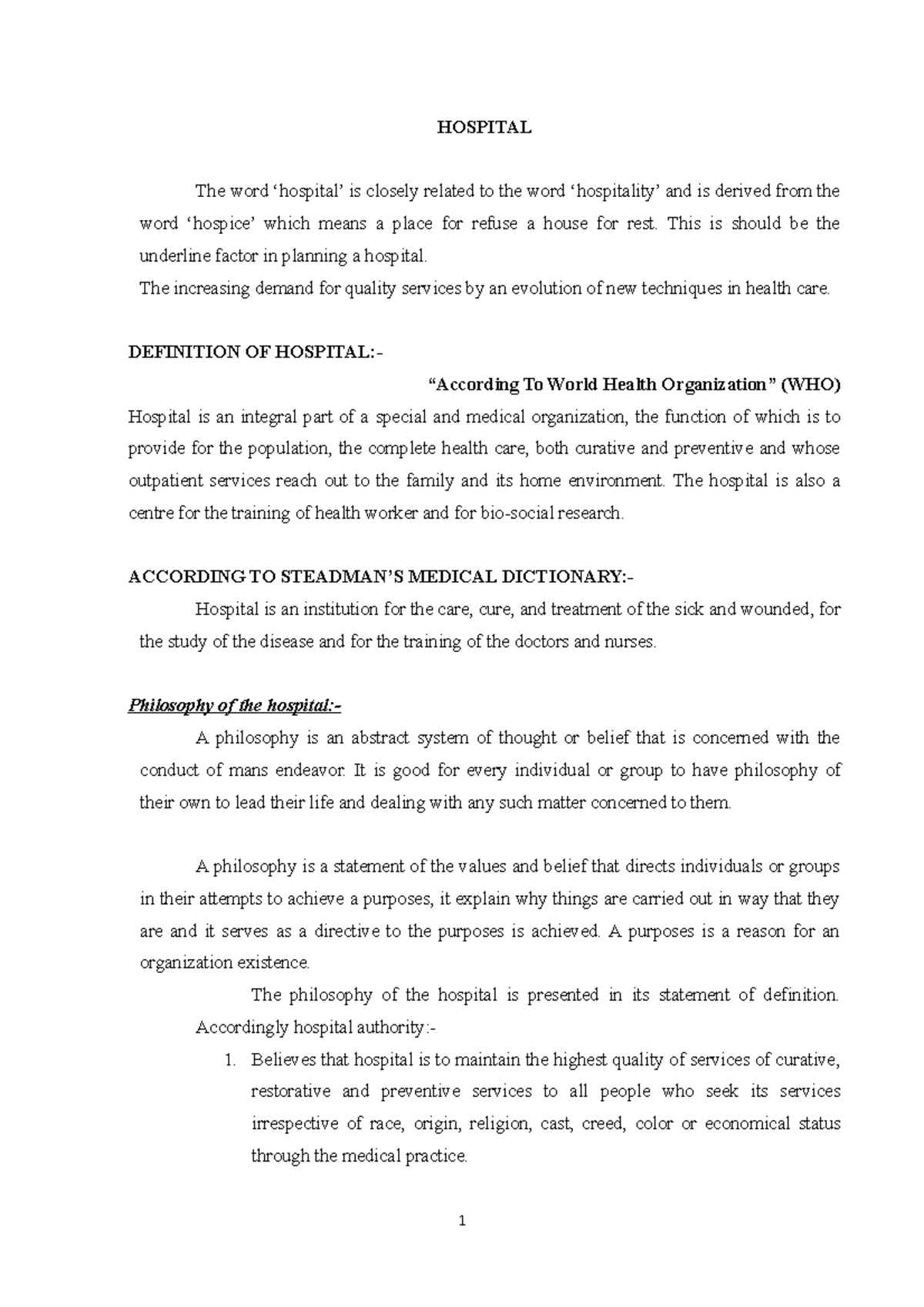 7. Design Layout PLAN HOSPITAL The word ‘hospital’ is closely related