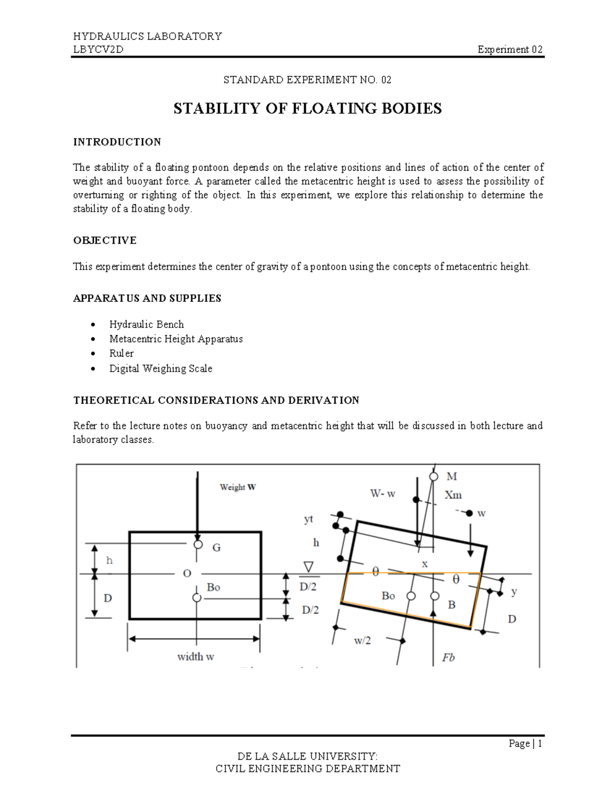 Lbycv 2D+ Starex+02 - Laboratory Manual for Stability of Floating ...
