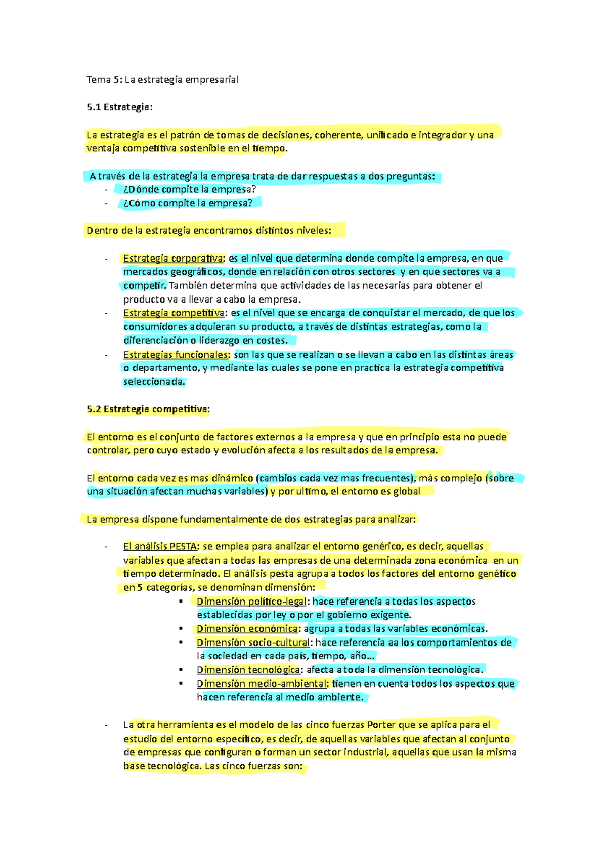Tema 5 economía de la empresa - Tema 5: La estrategia empresarial 5 ...