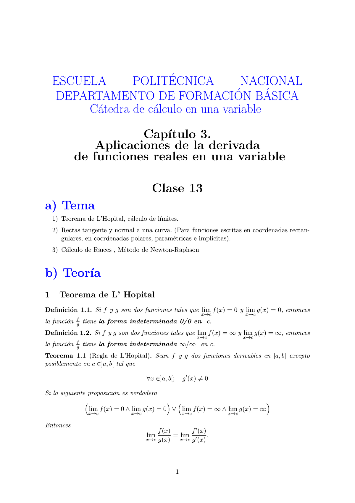 C13 - Notas De Clase - ESCUELA POLIT ́ECNICA NACIONAL DEPARTAMENTO DE ...