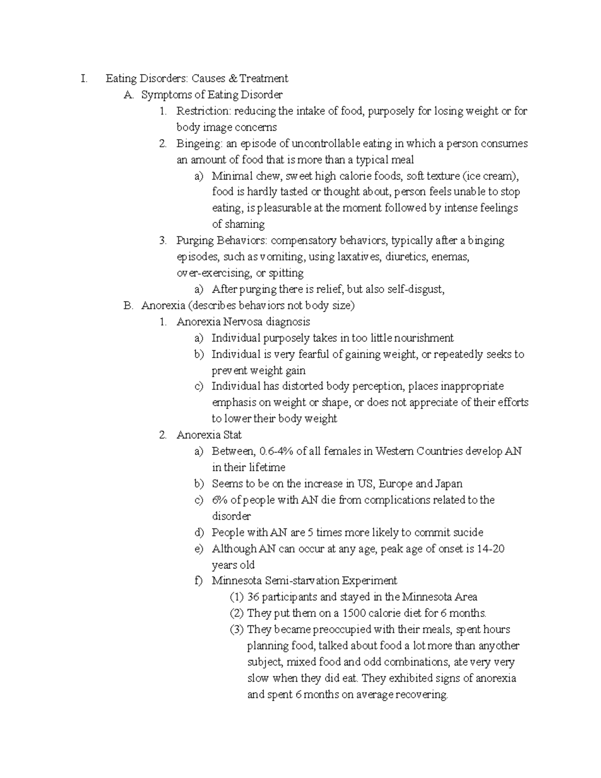 6. Eating Disorders Causes and Treatment - PSYCH201 - Jefferson - Studocu