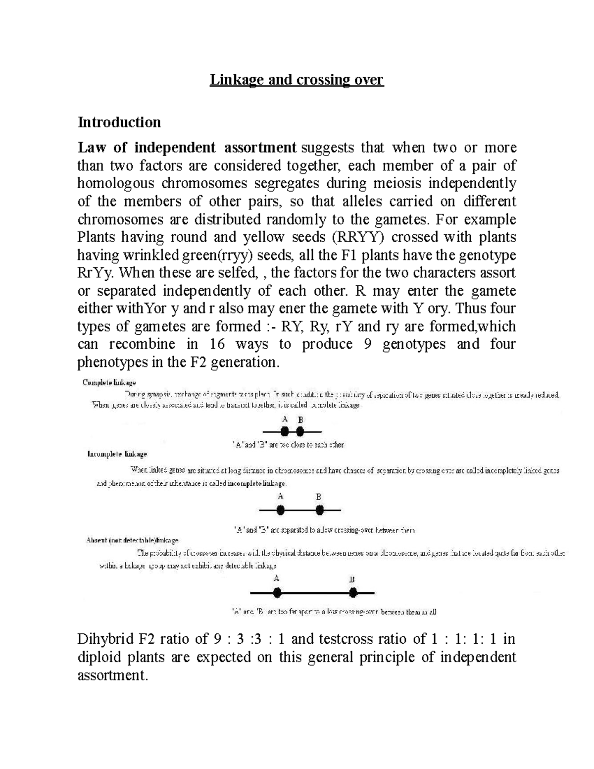 Linkage And Crossing Over - Linkage And Crossing Over Introduction Law ...