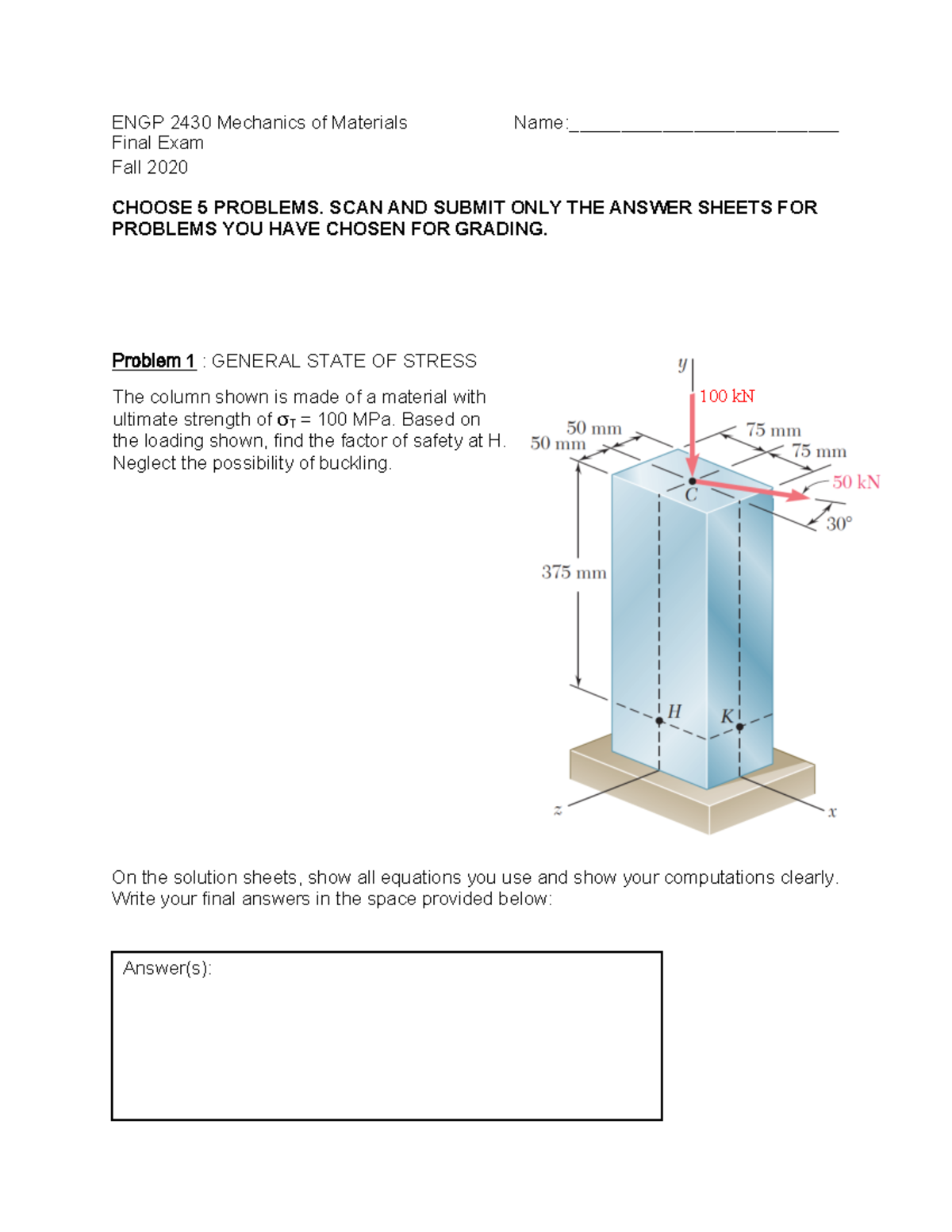 ENGP 2430 Mechanics Of Materials - Studocu