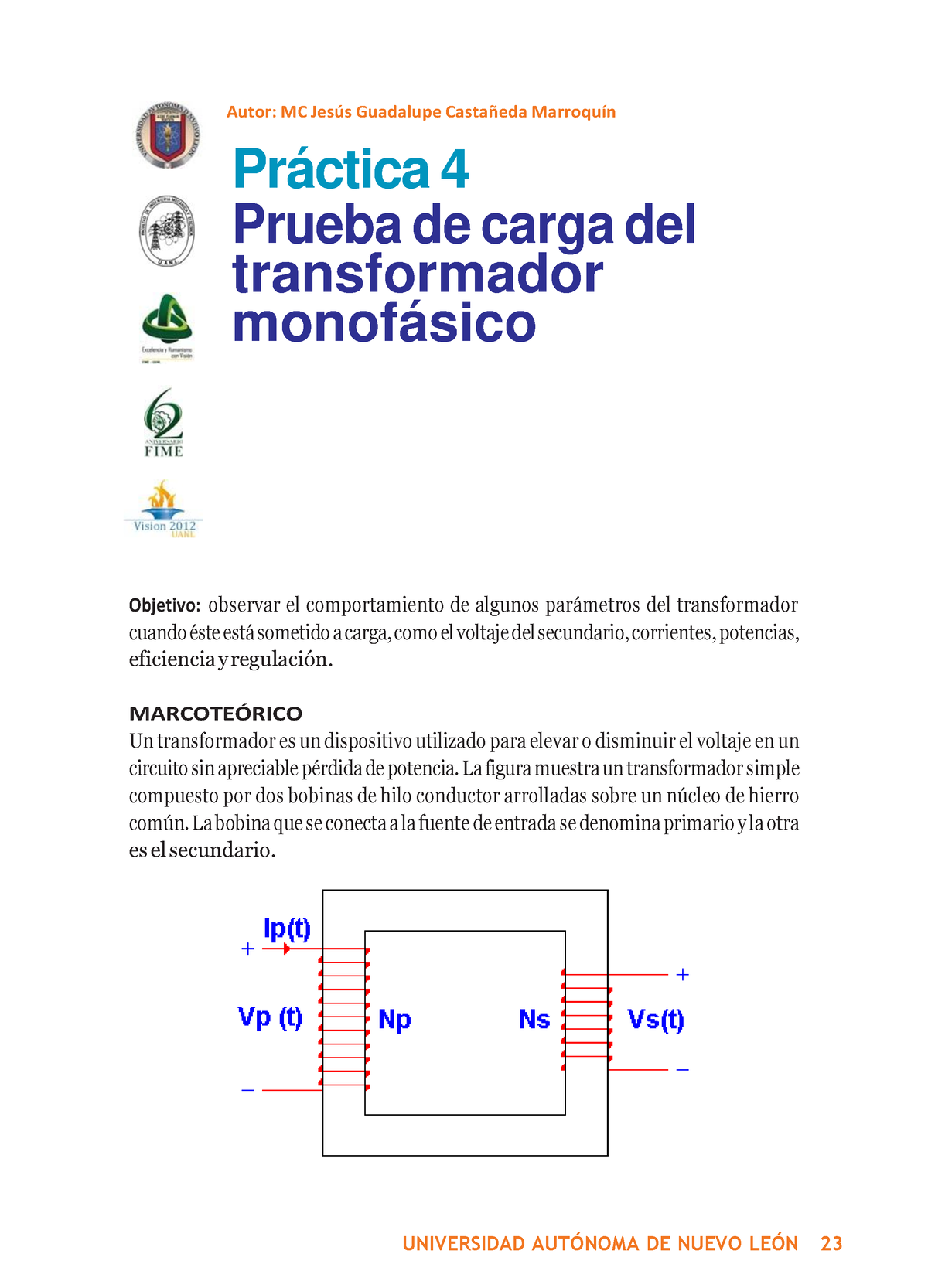 Práctica 4 Máquinas Eléctricas Universidad AutÓnoma De Nuevo LeÓn 23