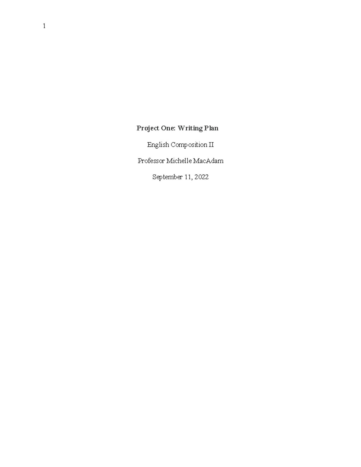 Writing Notes 3-6 - Project One: Writing Plan English Composition II ...