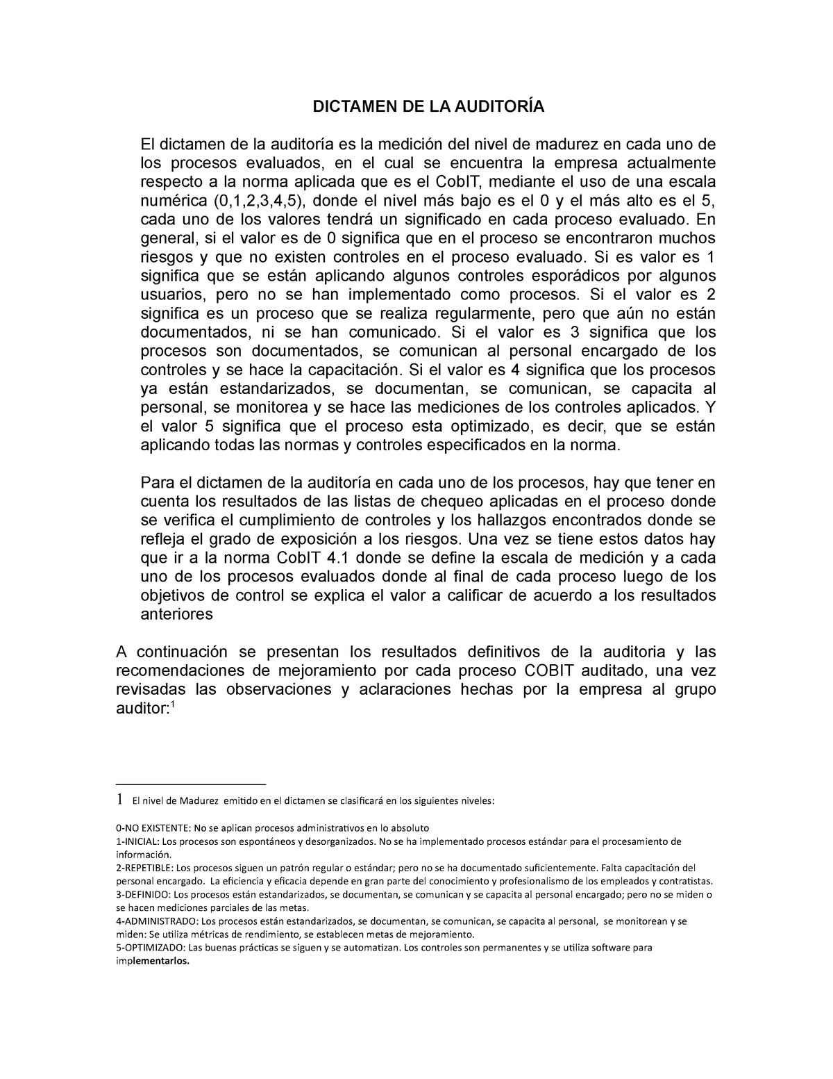 Ejemplo Dictamen De La Auditoria 2020 Ii Dictamen De La AuditorÍa El