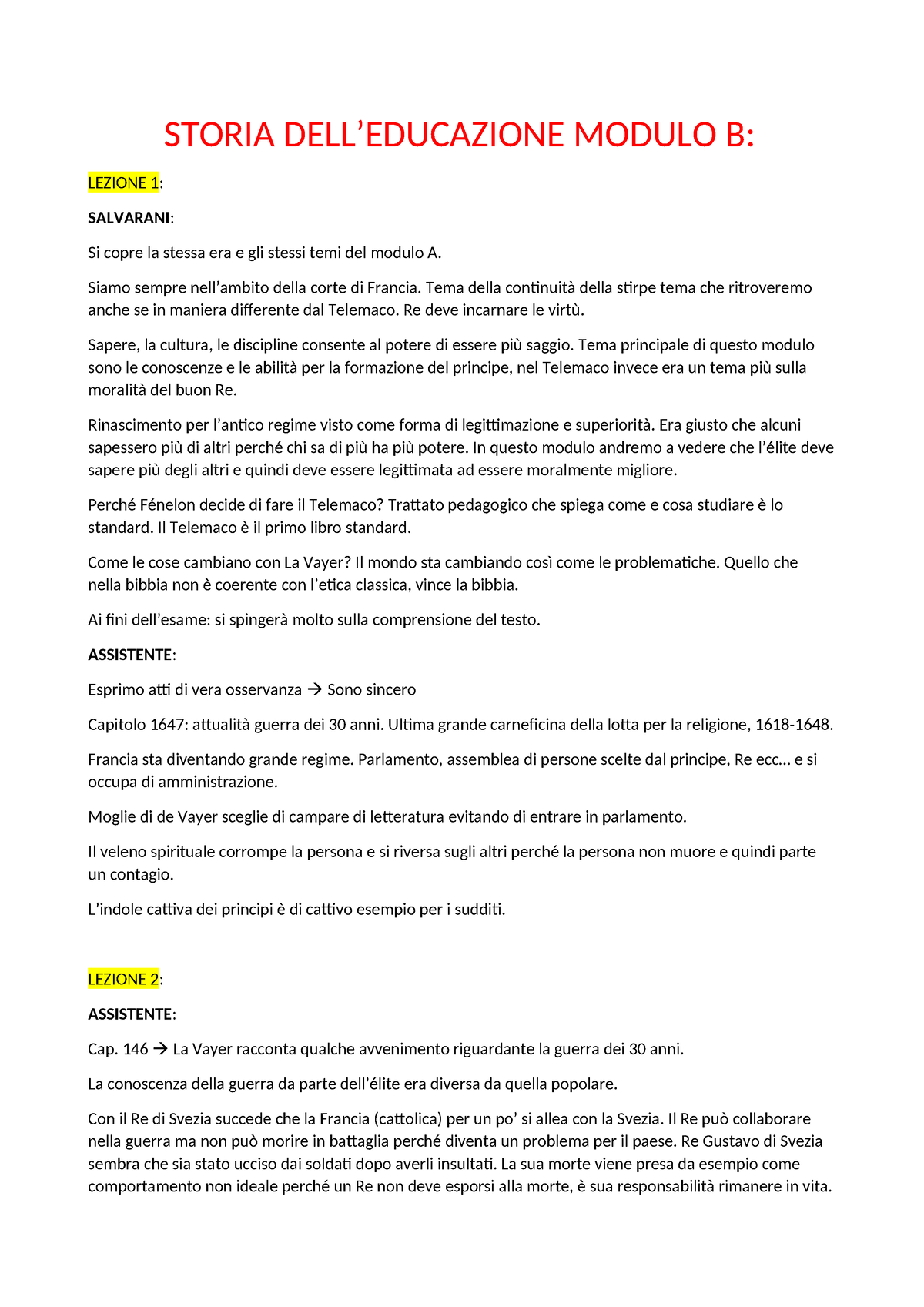 Storia Ed. Mod. B - STORIA DELL’EDUCAZIONE MODULO B: LEZIONE 1 ...