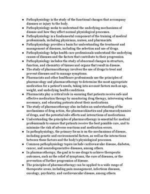 Pathophysiology And Pharmacotherapy - Pathophysiology Definition: The ...