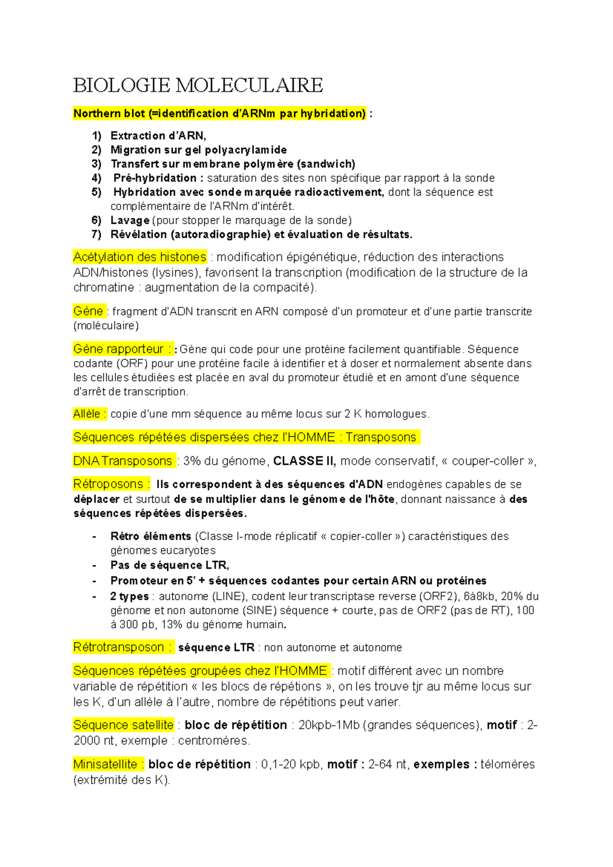 Définition bio mol 2 - Licence Sciences de la Vie et de la Terre ...