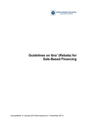 Ibra Islamic Banking Ibra Meaning Guidelines On Ibra Rebate For Sale Based Financing Last Studocu