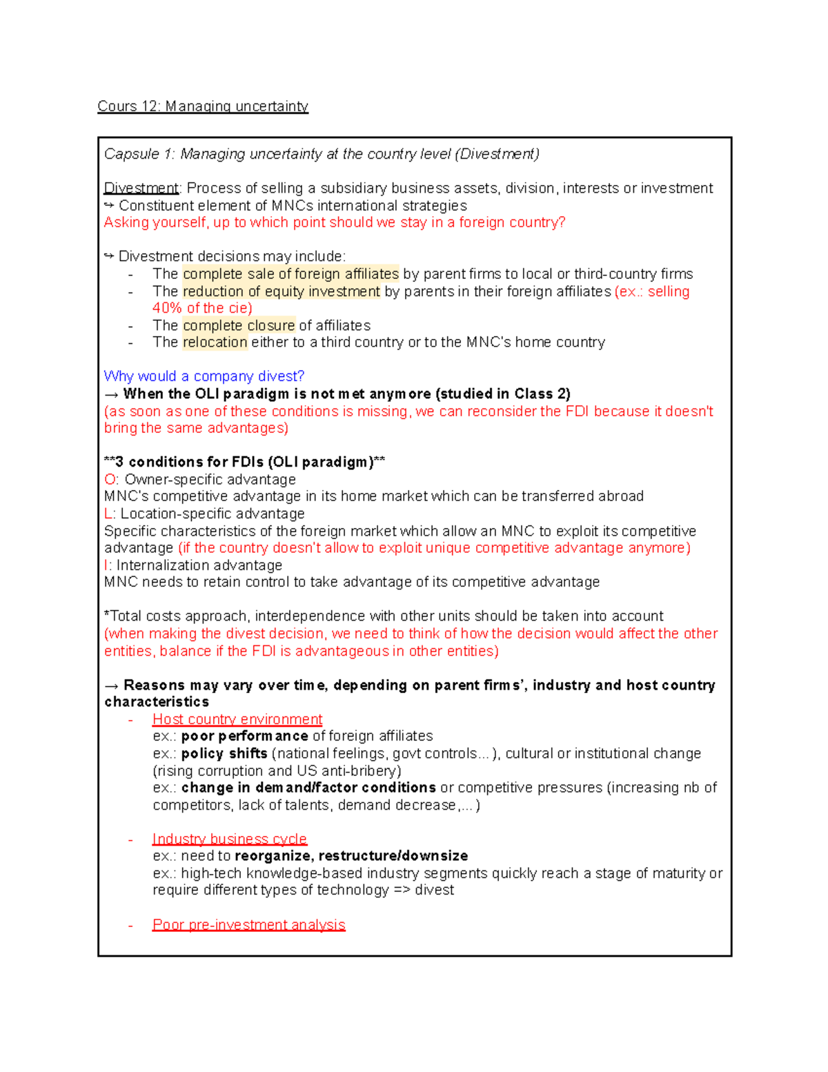 Capsule Summary (Class 12) - Cours 12: Managing uncertainty Capsule 1 ...