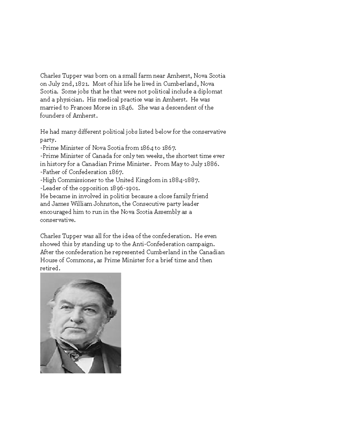 Charles Tupper - Studocu