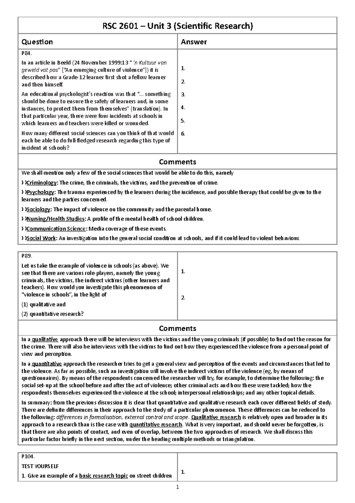 Sample/practice exam 2015, answers - RSC 2601 – Unit 3 (Scientific ...