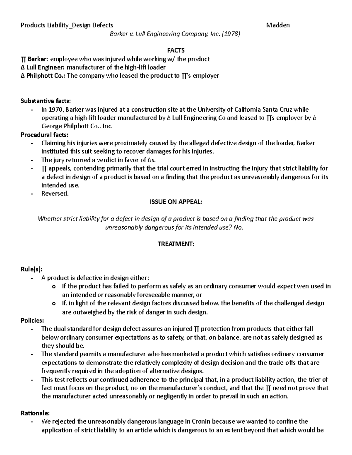 Brief Barker v. Lull Engineering Company, Inc Products Liability