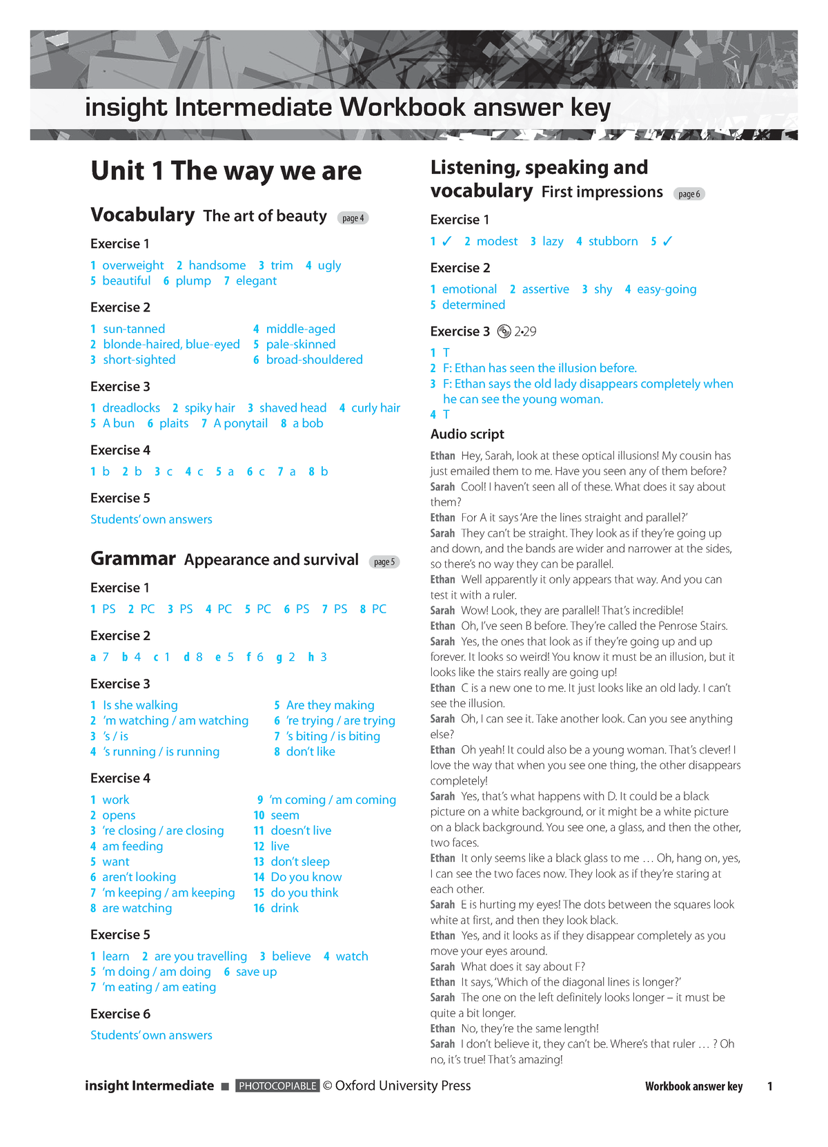 Insightintermediateworkbookanswerkey - insight Intermediate PHOTOCOPIABLE ©  Oxford University Press - Studocu