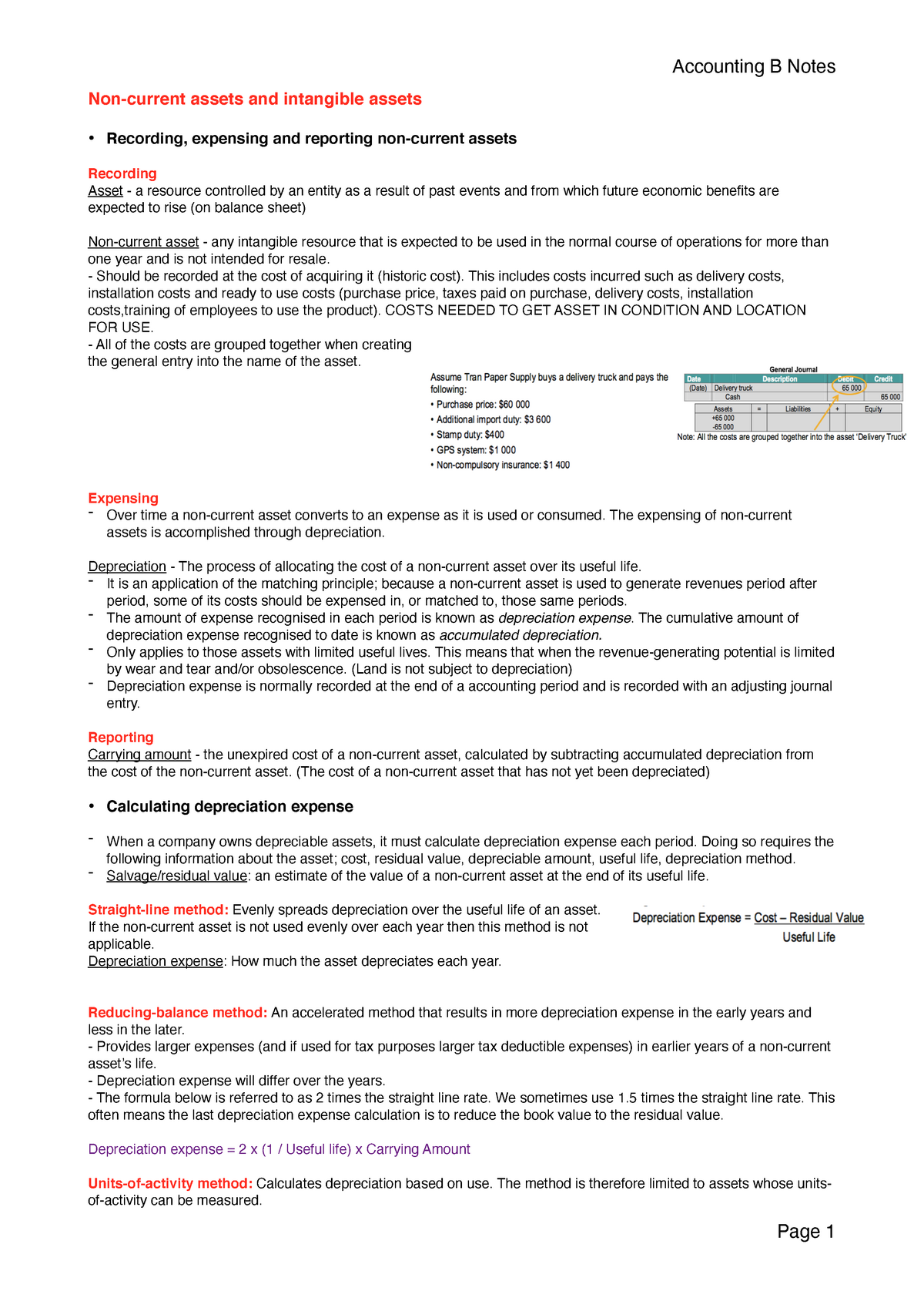 ACCT B - Lecture Notes 3 - Non-current Assets And Intangible Assets ...