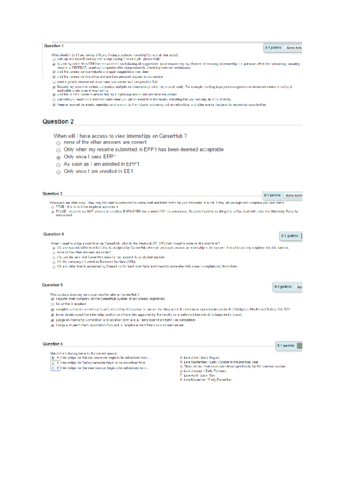 Sample/practice Exam, Questions And Answers - Weekly Quiz6 - 041002 ...